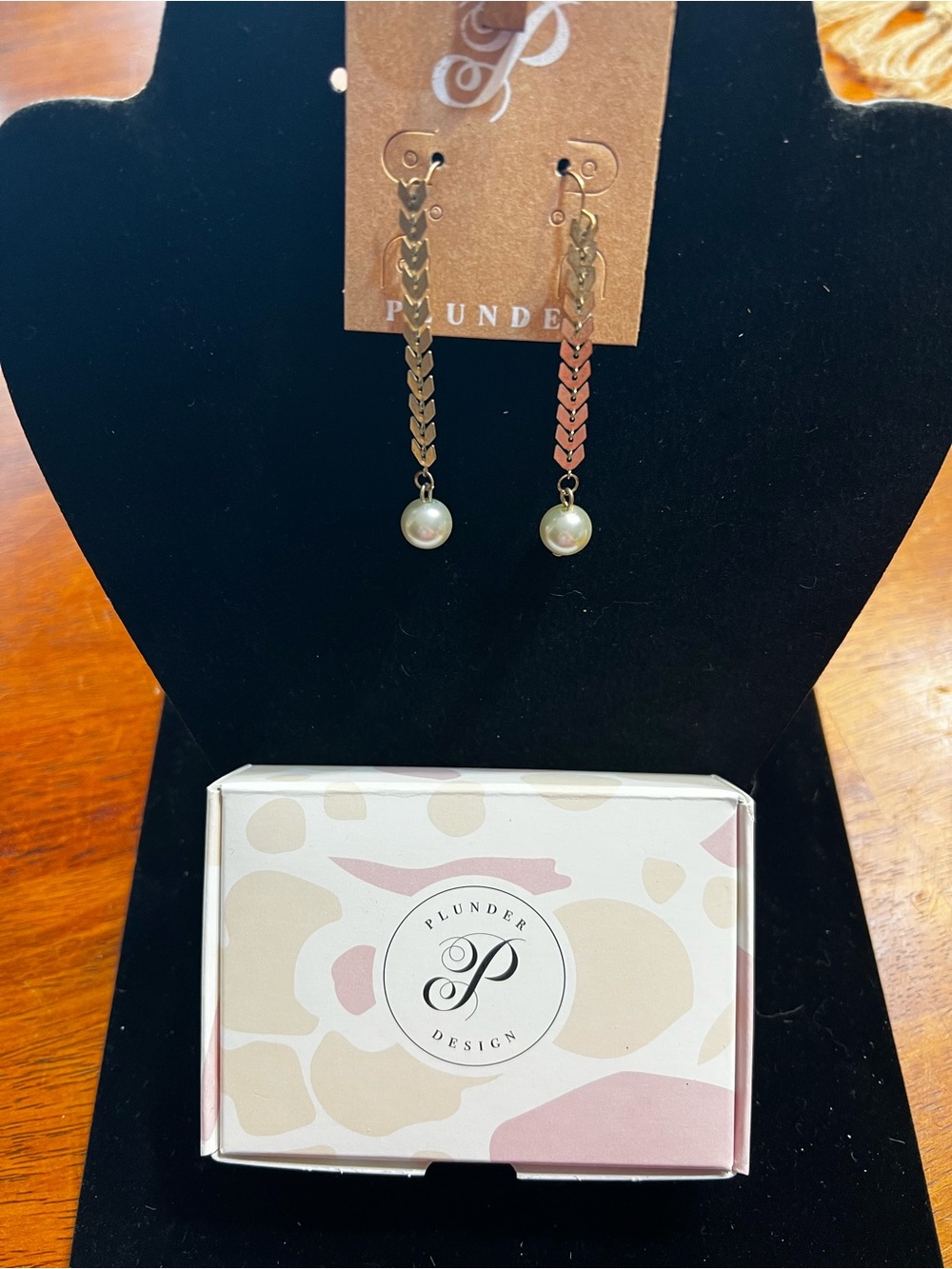 Plunder Gold Chain Drop Earrings with Pearl Dangle